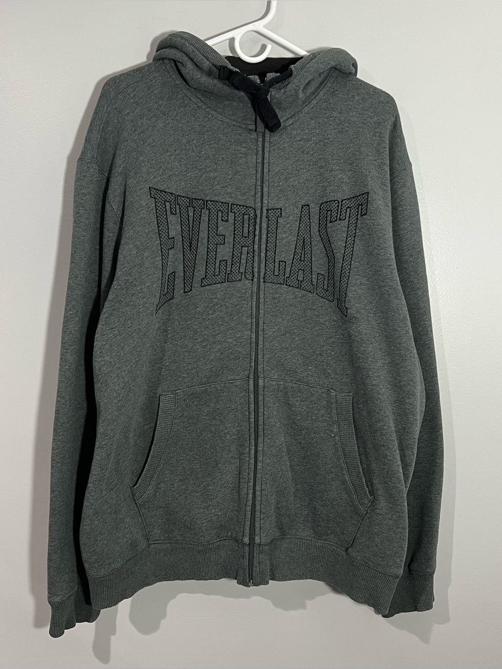 Everlast Sport Spell Out Gray Long Sleeve Full Zip Hoodie Jacket Mens XL